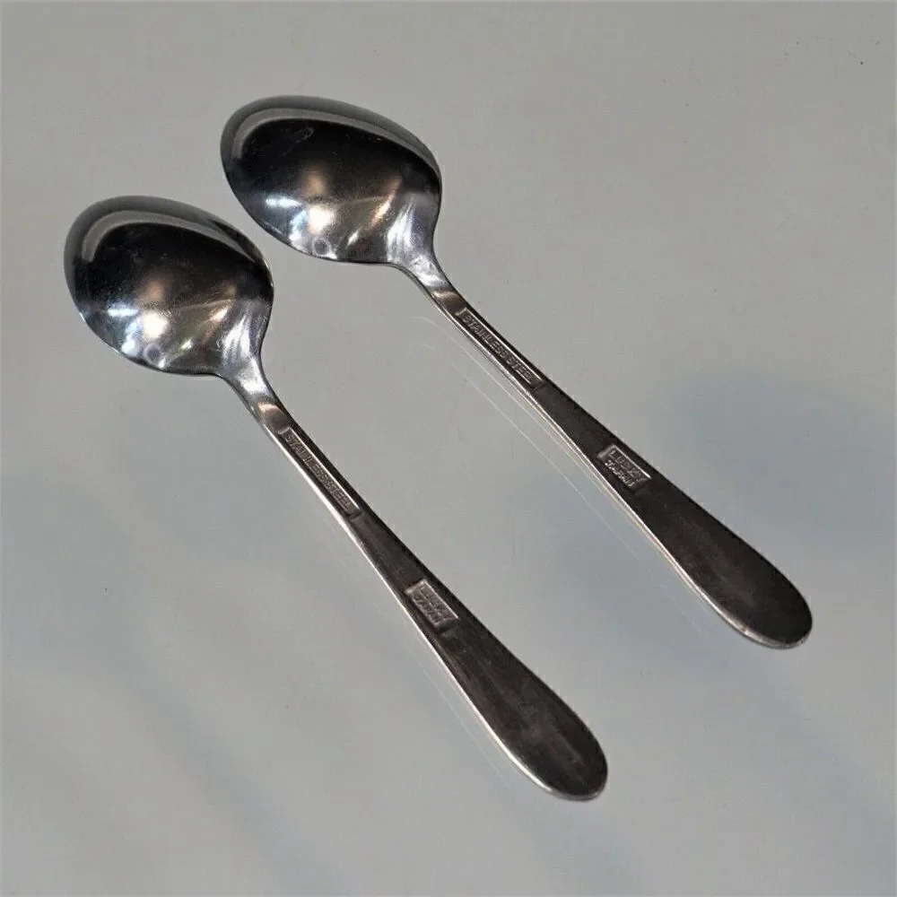 2 Demitasse Spoons Vintage Stainless Steel Lucky Japan
